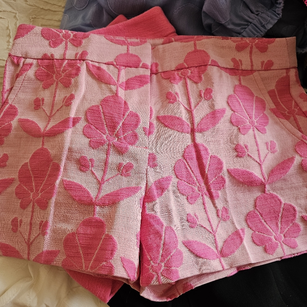 Trina Turk Hot Pink Flowers High waist Shorts
